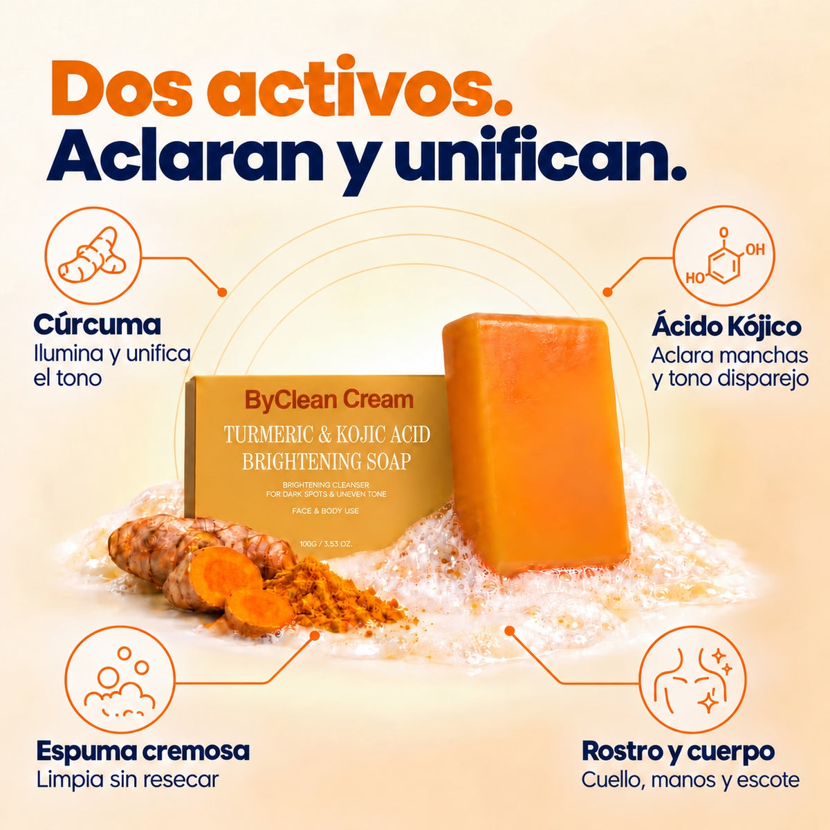 ByClean Cream® Jabón Antimanchas - Ácido Kójico y Cúrcuma — imagen 3